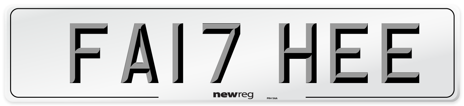 FA17 HEE Number Plate from New Reg